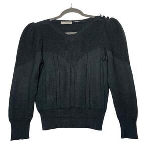 Vntg Andrew ST. John Black Sweater Womens Small Puff Sleeve Classic Knit Top